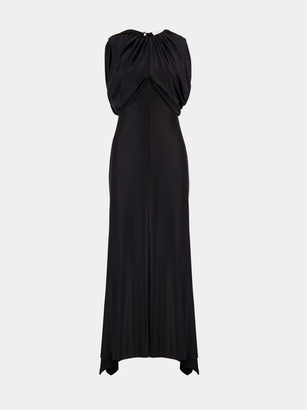 Black Draped Maxi Dress sold by Fashion Clinic