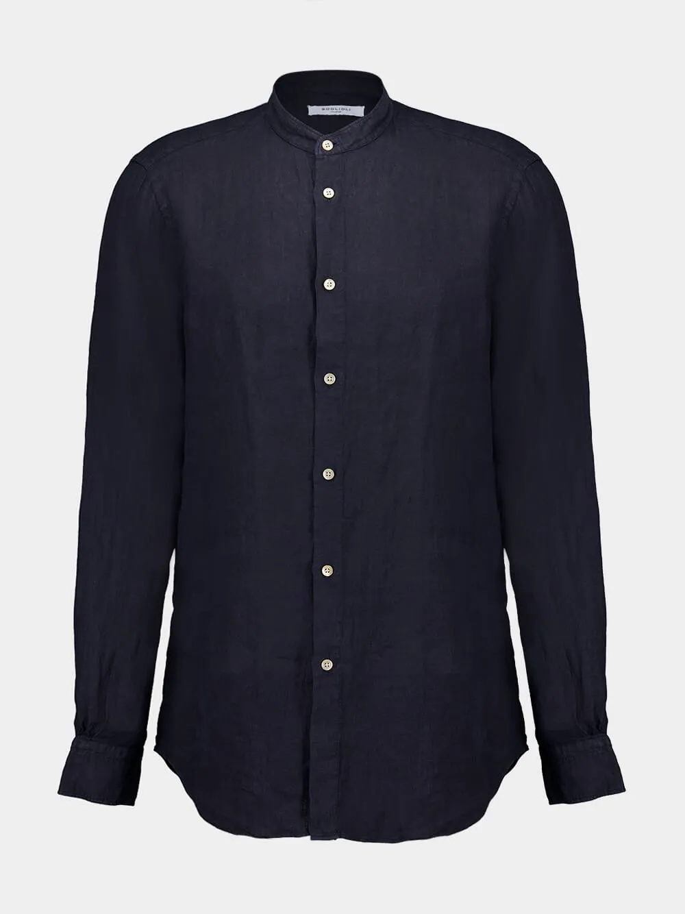 Navy Blue Garment-dyed Linen Shirt sold by Fashion Clinic