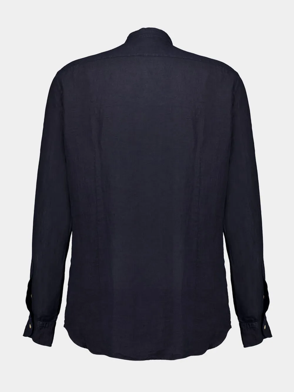 Navy Blue Garment-dyed Linen Shirt sold by Fashion Clinic product image thumbnail 2