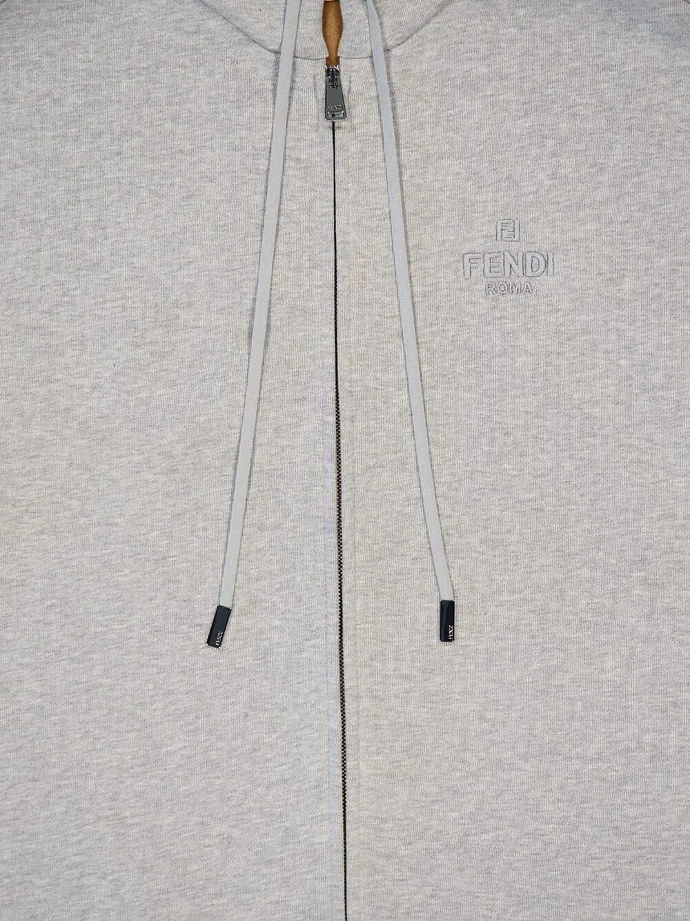 Grey Cotton Zip-Up Hooded Sweatshirt sold by Fashion Clinic product image thumbnail 3