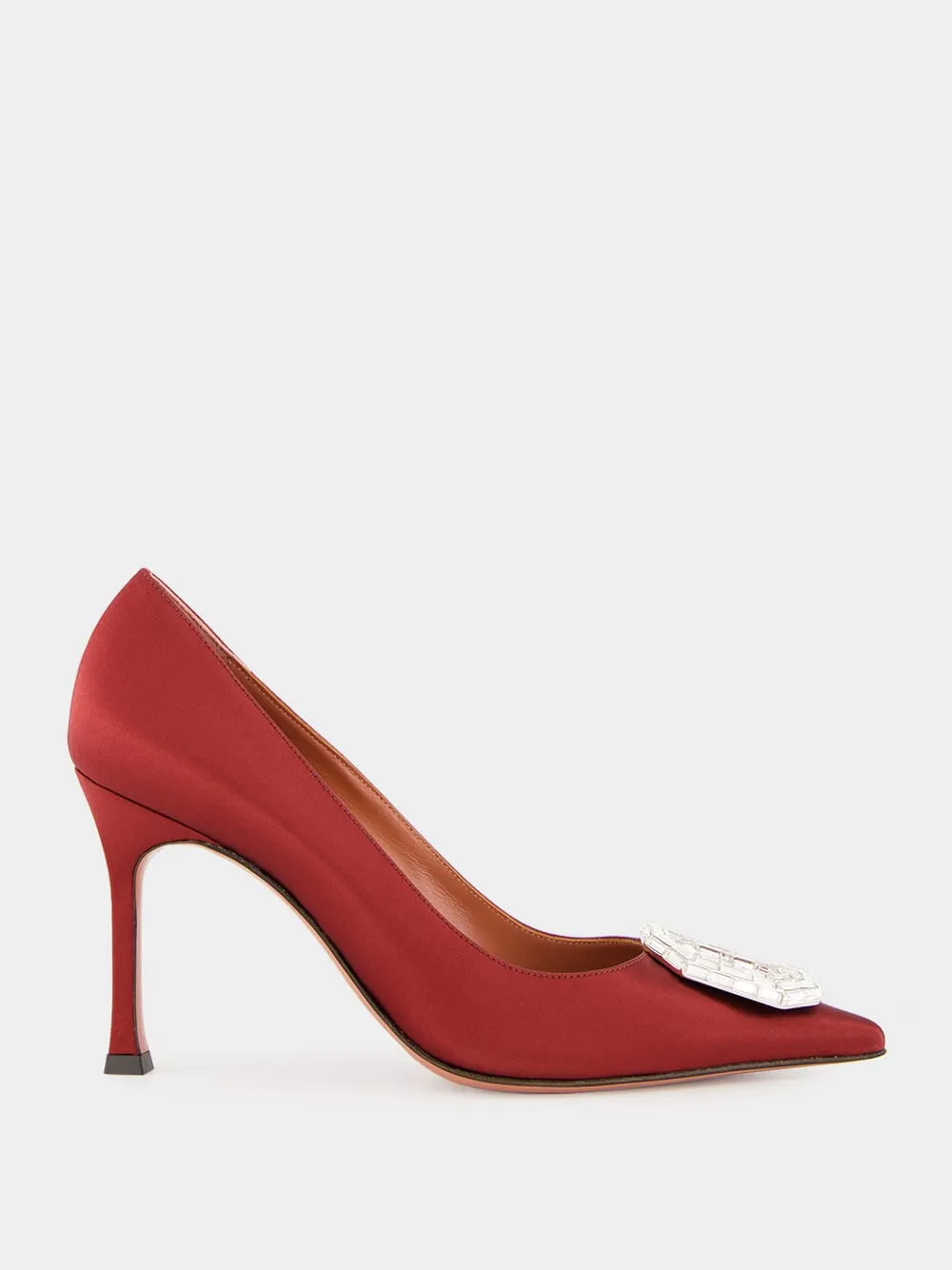Red Camelia Satin Pumps sold by Fashion Clinic