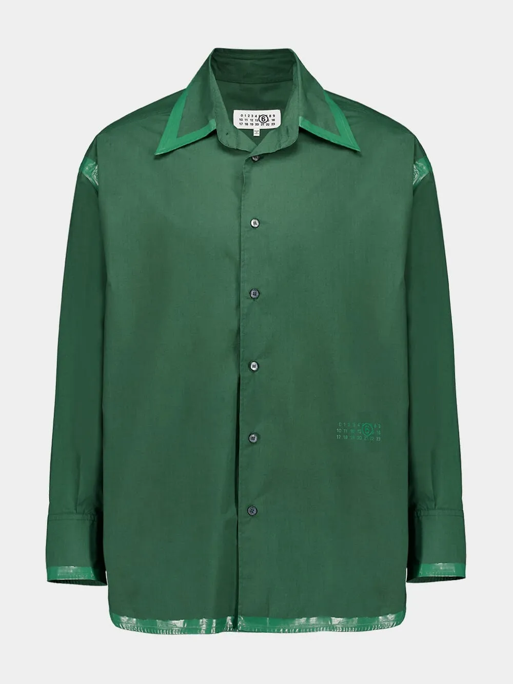 Green Poplin Shirt Jacket with Coated Hem sold by Fashion Clinic