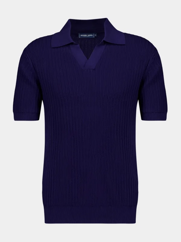 Dusk Chain Stitch Knit Polo sold by Fashion Clinic
