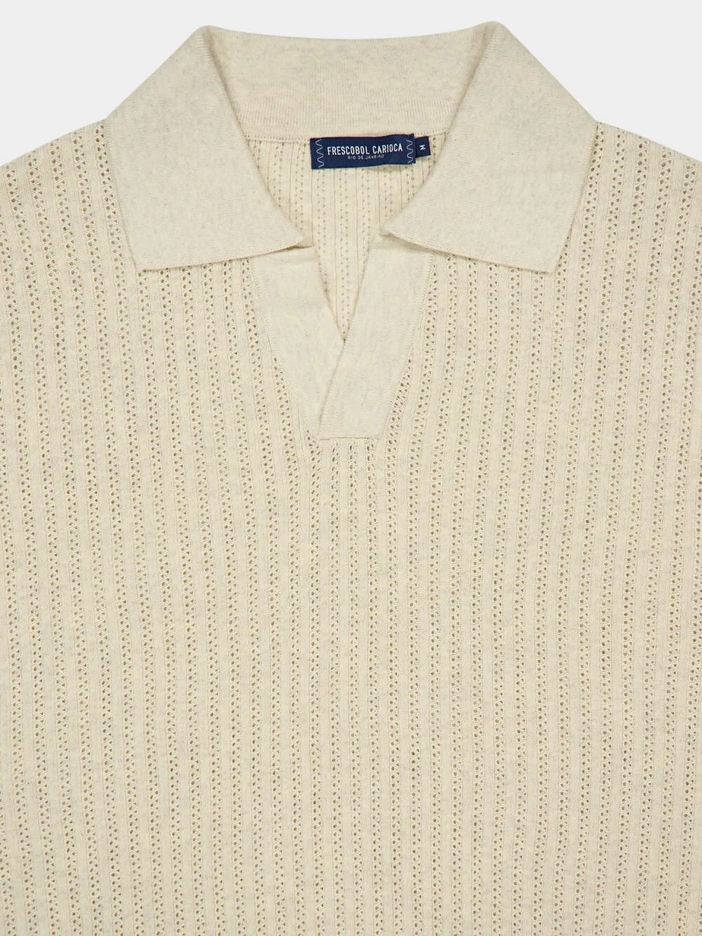 Ivory Chain Stitch Knit Polo sold by Fashion Clinic product image thumbnail 4