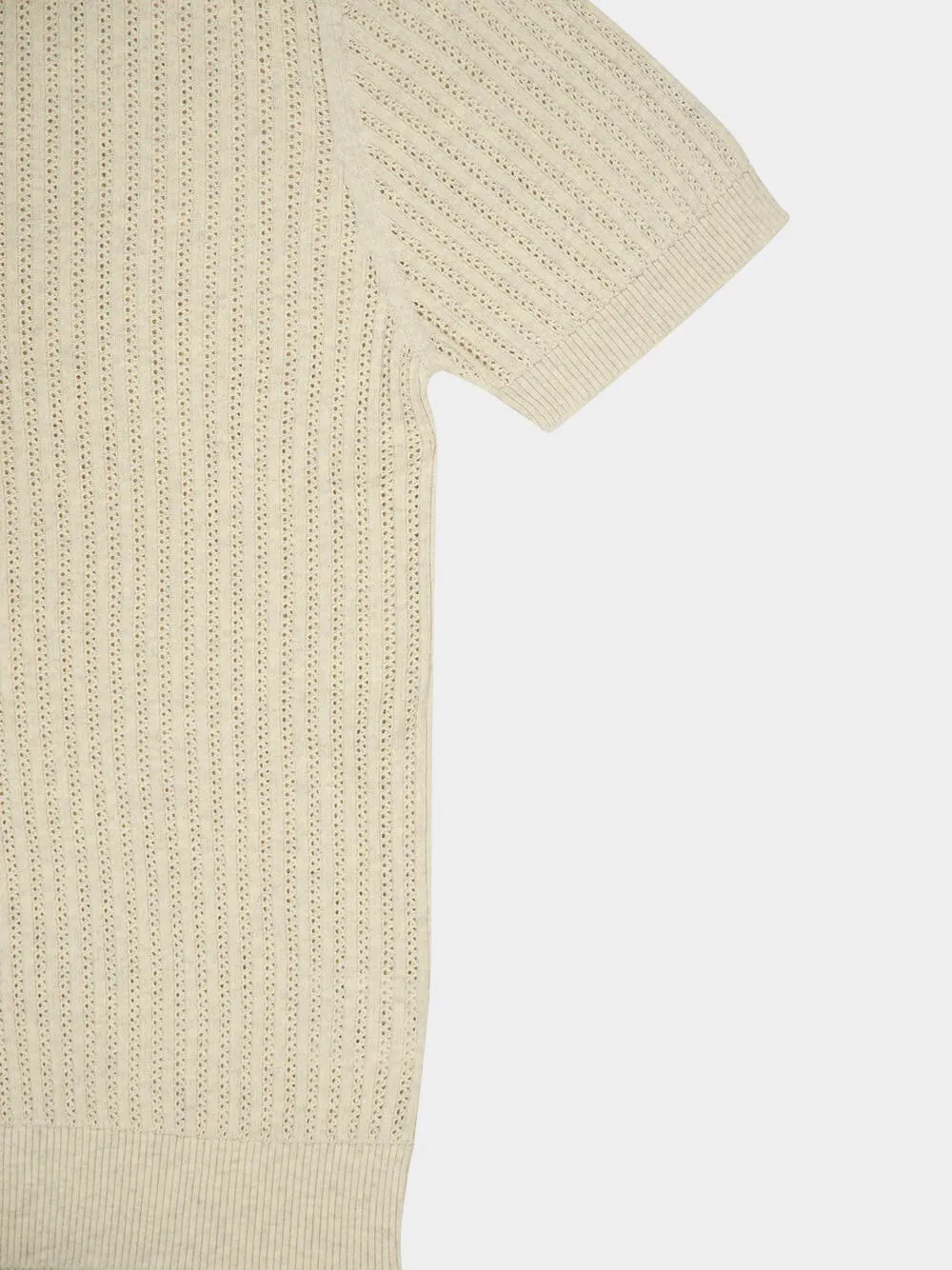 Ivory Chain Stitch Knit Polo sold by Fashion Clinic product image thumbnail 5