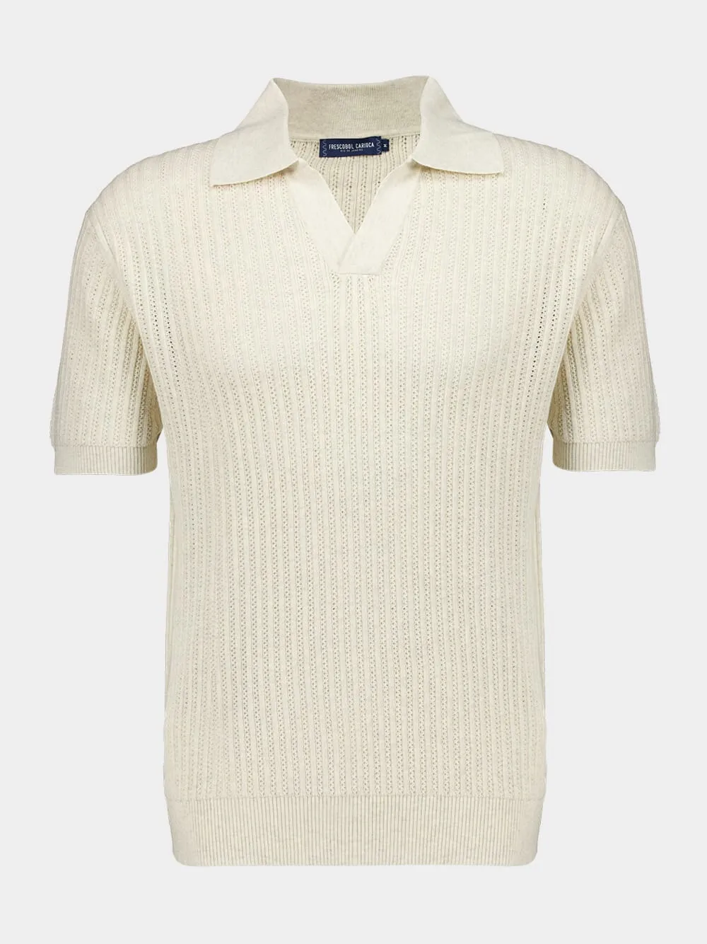 Ivory Chain Stitch Knit Polo sold by Fashion Clinic