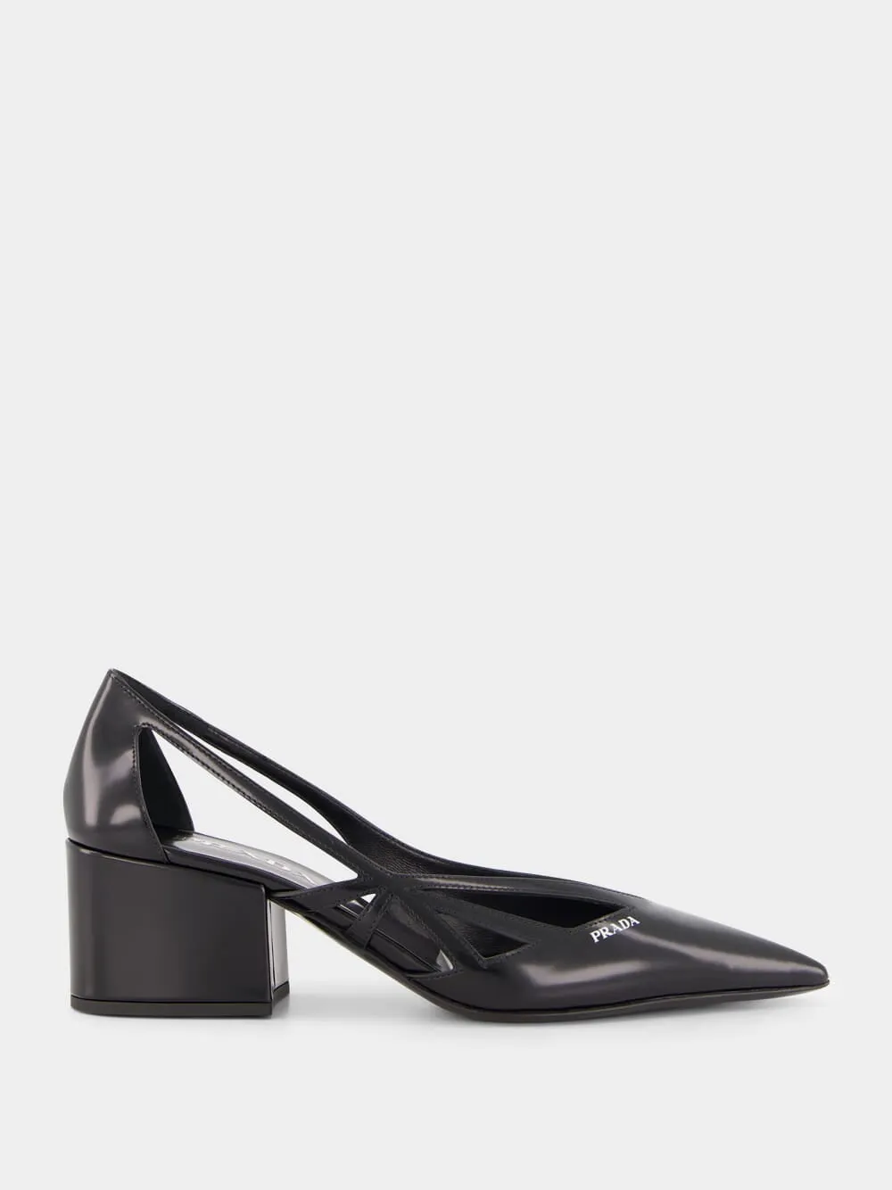 Black Brushed Leather Cut-Out Pumps sold by Fashion Clinic