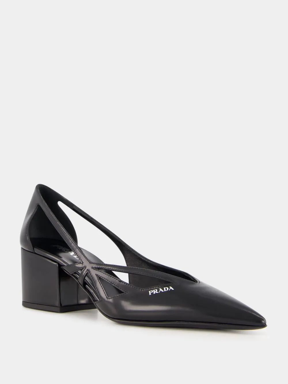 Black Brushed Leather Cut-Out Pumps sold by Fashion Clinic product image thumbnail 2