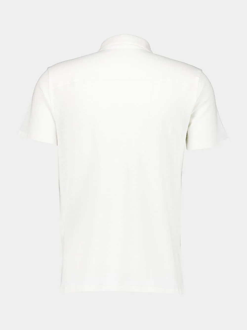 White Linen Stretch Short-Sleeved Polo Shirt sold by Fashion Clinic product image thumbnail 3
