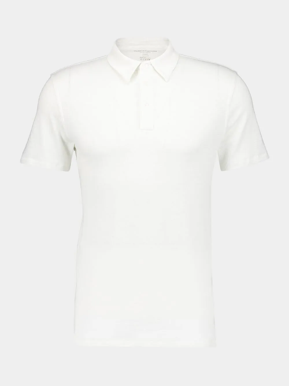 White Linen Stretch Short-Sleeved Polo Shirt sold by Fashion Clinic