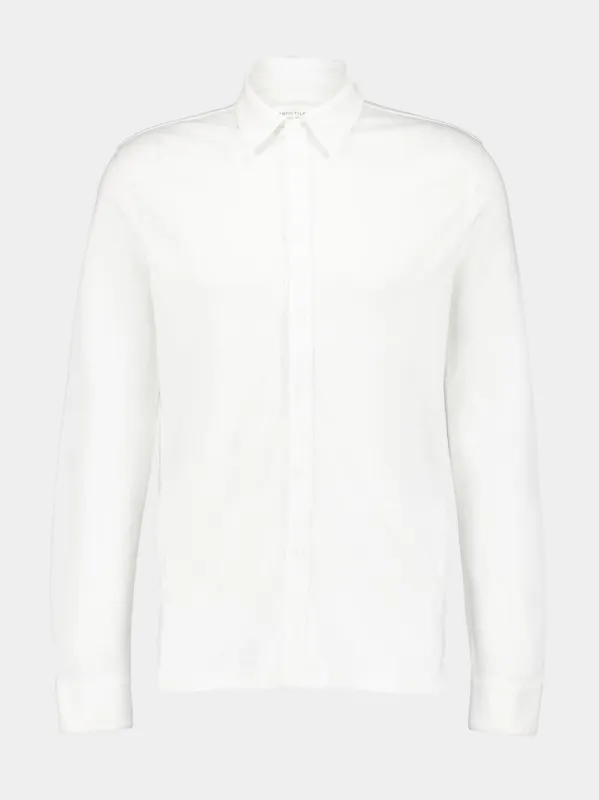 White Organic Cotton Linen Long-Sleeved Shirt sold by Fashion Clinic