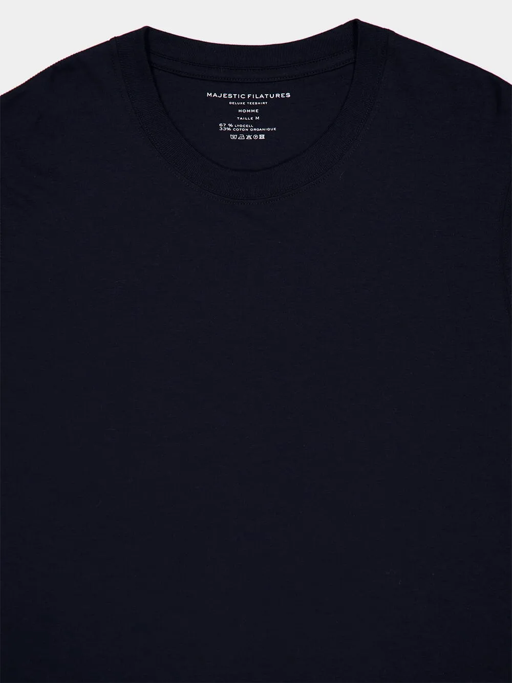 Navy Blue Lyocell Organic Cotton Short-Sleeved T-Shirt sold by Fashion Clinic product image thumbnail 3