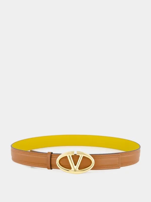Caramel Leather Signature Reversible Belt sold by Fashion Clinic