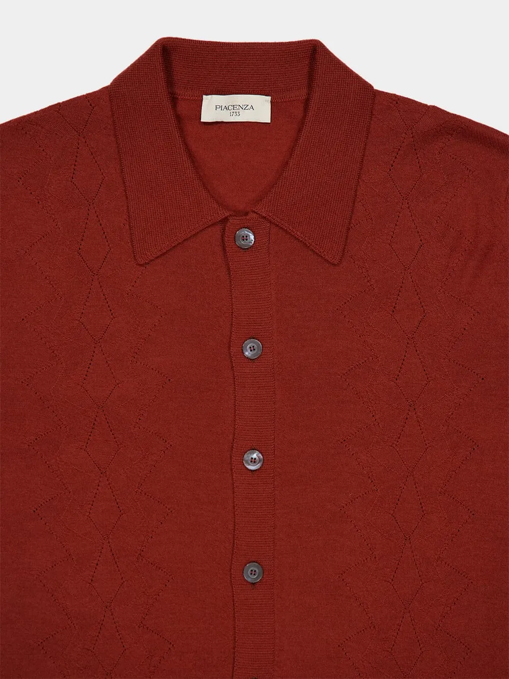 Merino Wool Silk Rust Button-Up Shirt sold by Fashion Clinic product image thumbnail 3