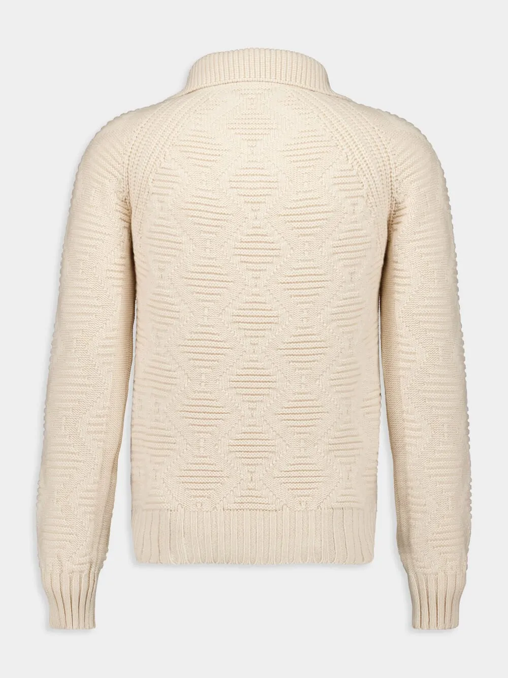 Cream Cashmere Long Sleeve V-Neck Polo sold by Fashion Clinic product image thumbnail 2