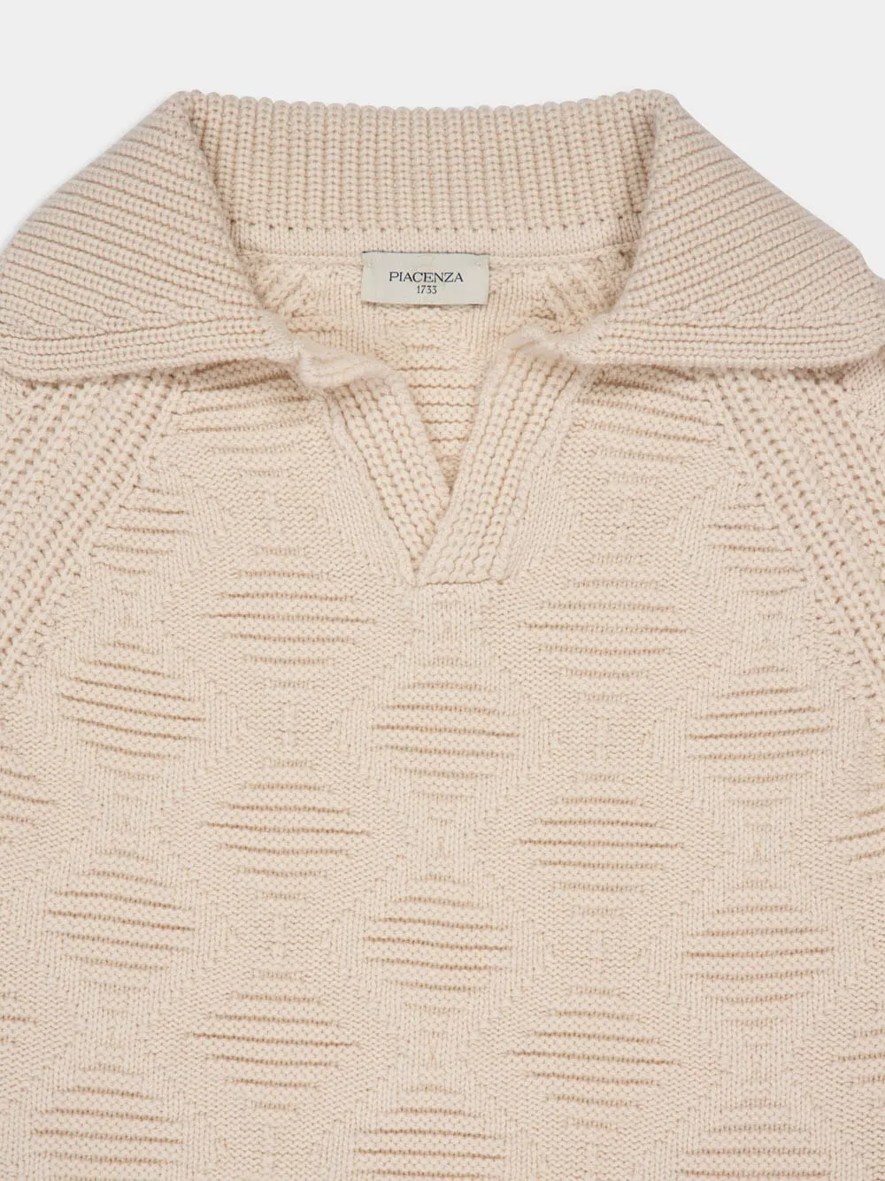 Cream Cashmere Long Sleeve V-Neck Polo sold by Fashion Clinic product image thumbnail 3