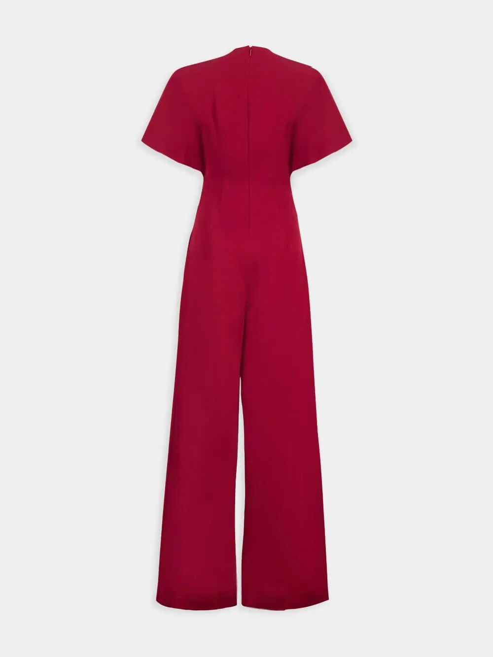 Burgundy Plunge Neck Leg-Slit Jumpsuit sold by Fashion Clinic product image thumbnail 2