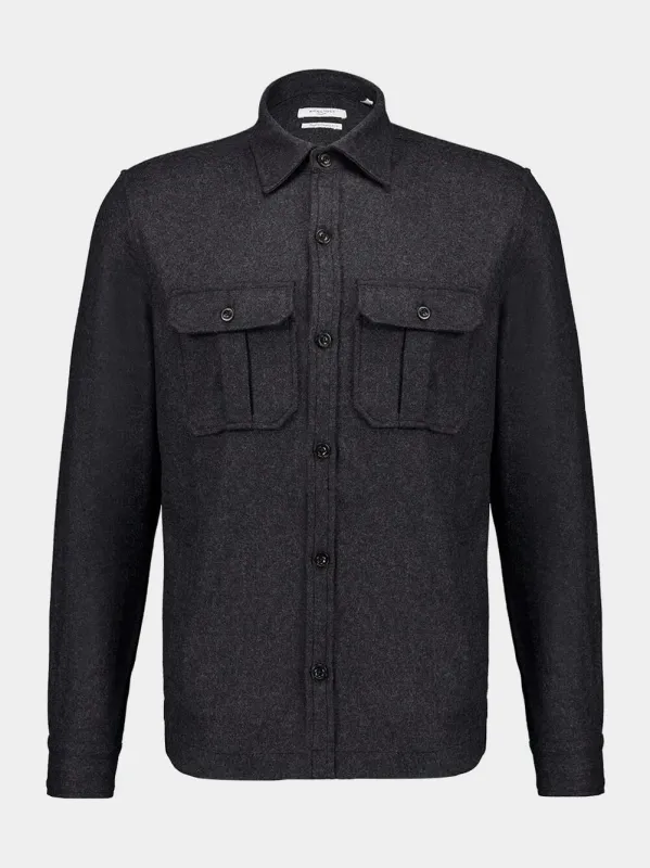 Dark Grey Wool Overshirt sold by Fashion Clinic