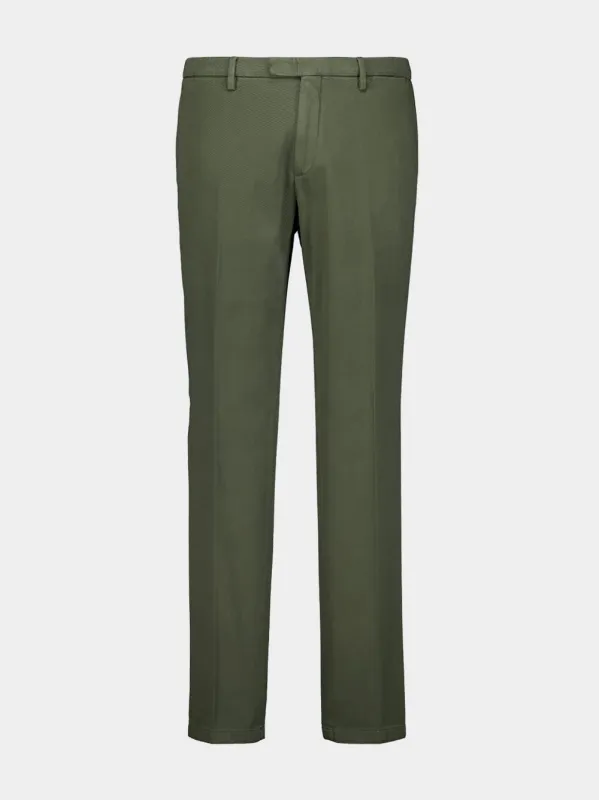Olive Green Classic Fit Trousers sold by Fashion Clinic