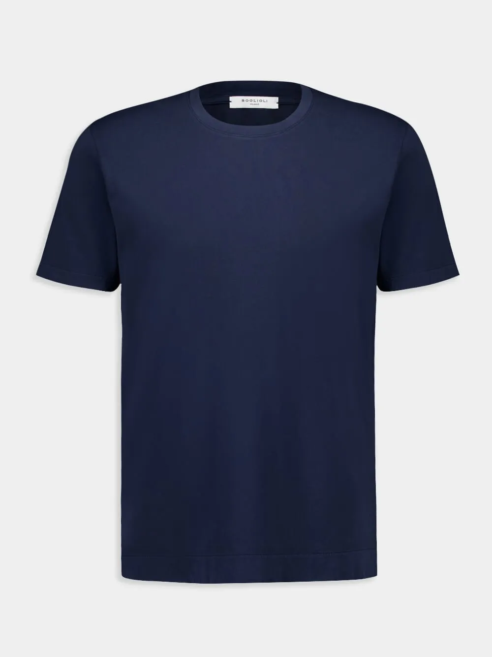 Dark Blue Cotton Crew Neck T-shirt sold by Fashion Clinic