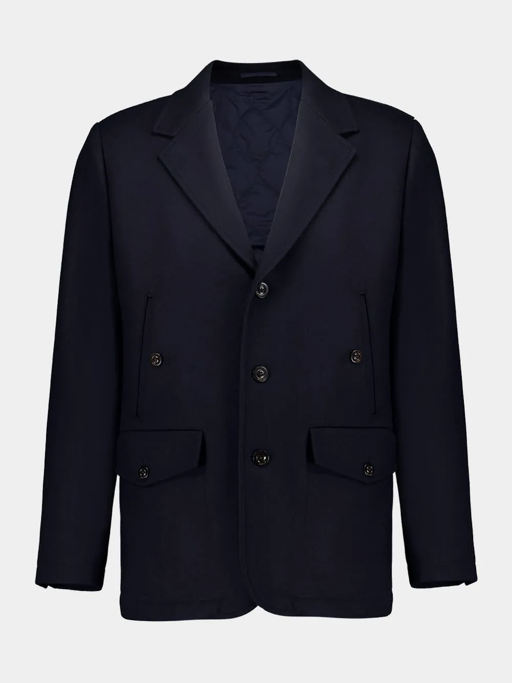 Dark Blue Virgin Wool Jacket sold by Fashion Clinic