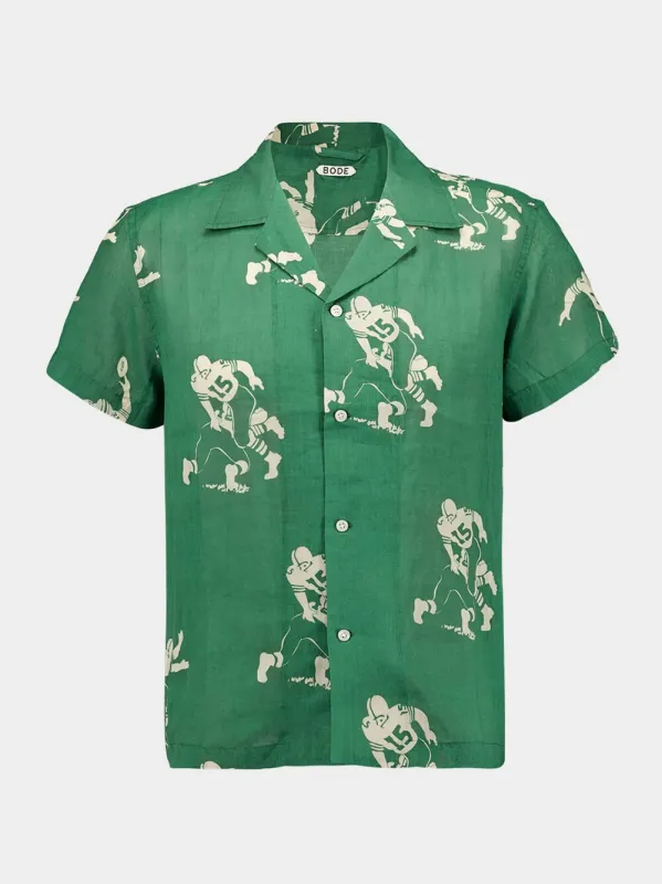 Green Football Silhouette Short Sleeve Shirt sold by Fashion Clinic