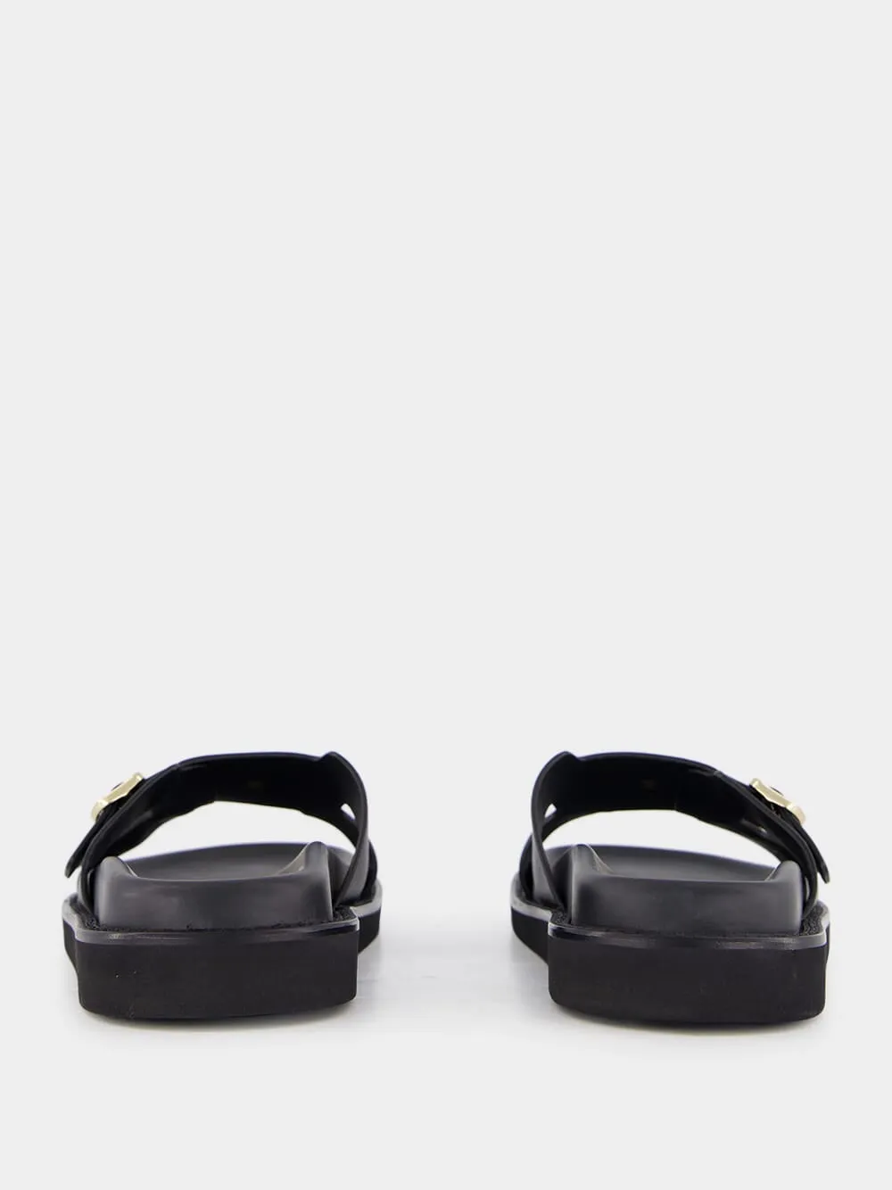 Double Buckle Leather Slides sold by Fashion Clinic product image thumbnail 5