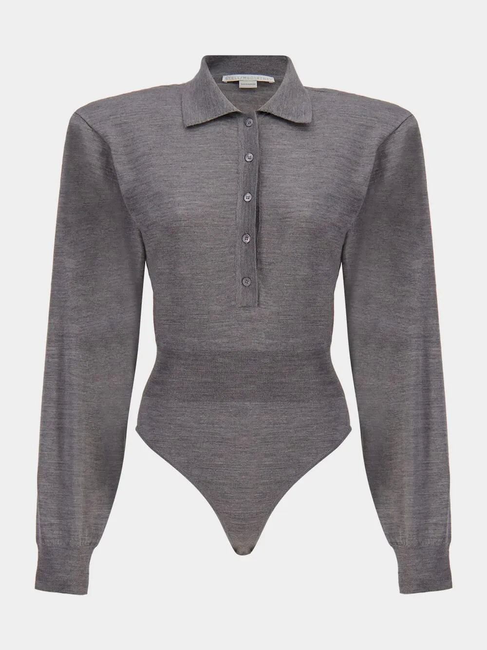 Grey Long-Sleeve Bodysuit sold by Fashion Clinic