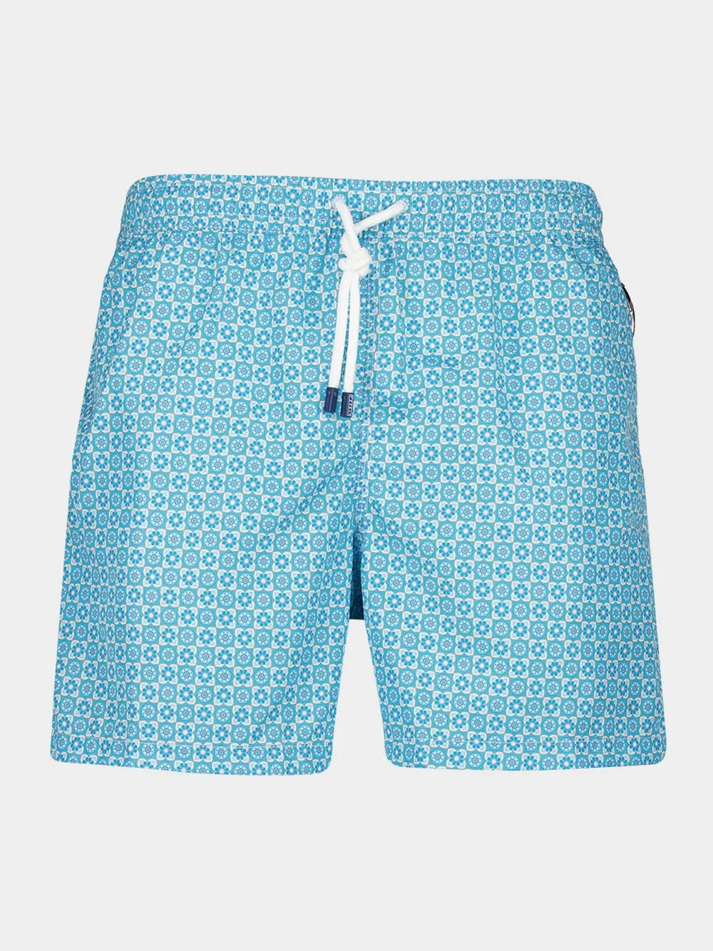 Blue Madeira Chess Pattern Swim Trunk sold by Fashion Clinic