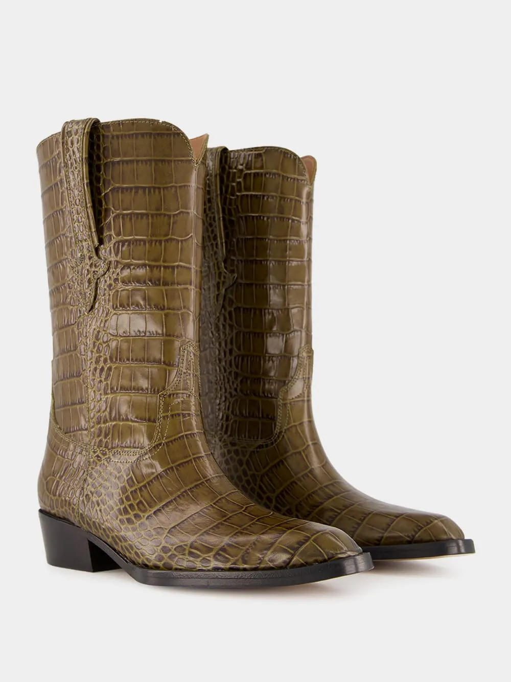 Hilda Croco Leather Boots sold by Fashion Clinic product image thumbnail 3