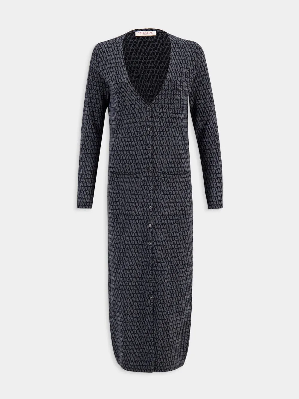 Black V-Neck Toile Iconographe Virgin Wool Cardigan Dress sold by Fashion Clinic