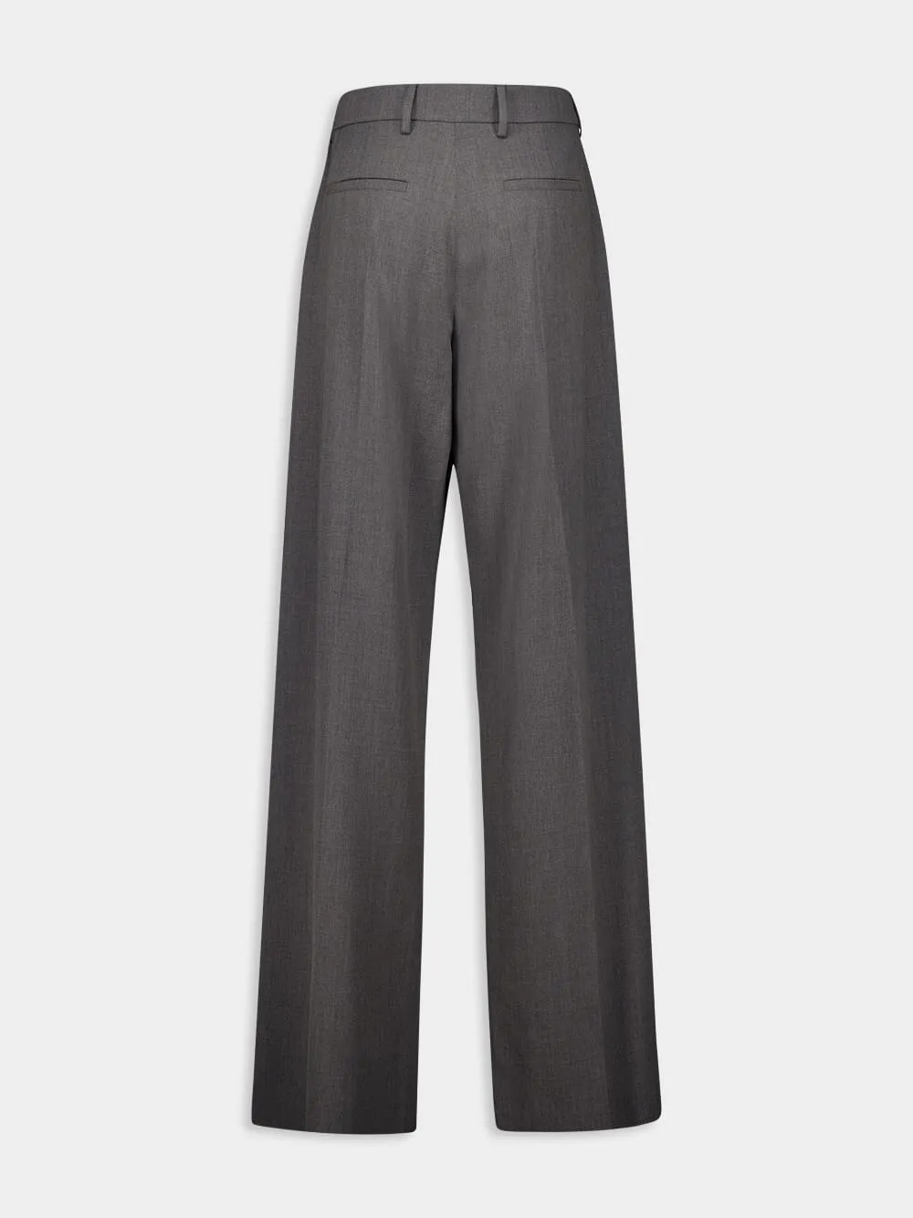 High-Waist Straight Leg Grey Wool Trousers sold by Fashion Clinic product image thumbnail 3