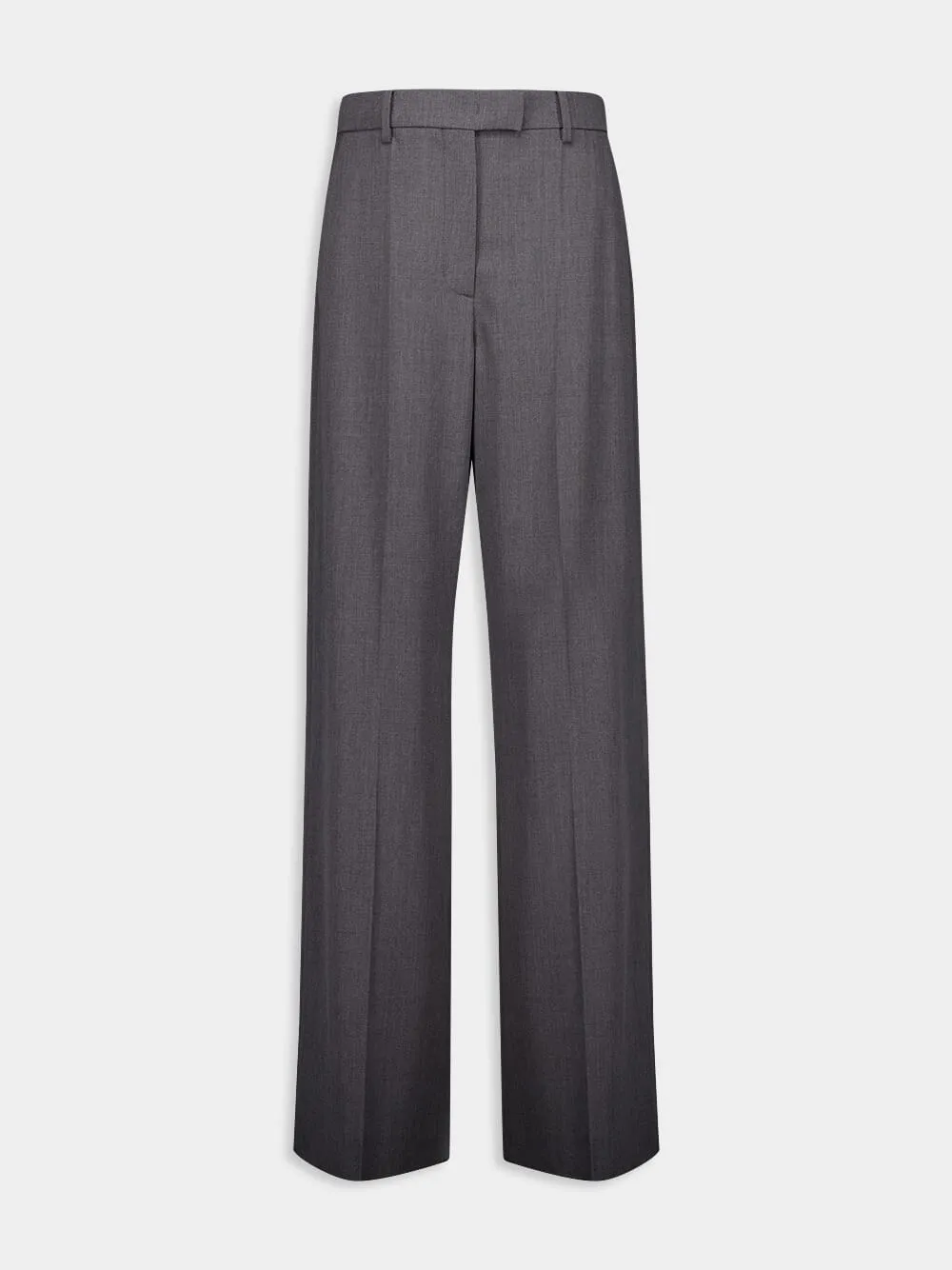 High-Waist Straight Leg Grey Wool Trousers sold by Fashion Clinic