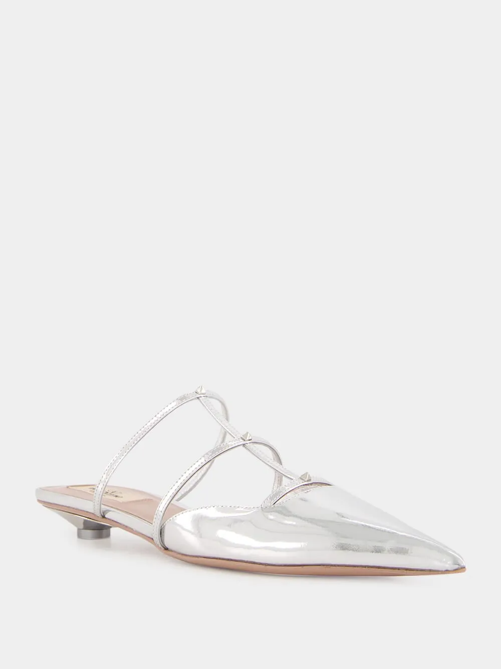 Silver Palladium Mini Rockstud Mules sold by Fashion Clinic product image thumbnail 2