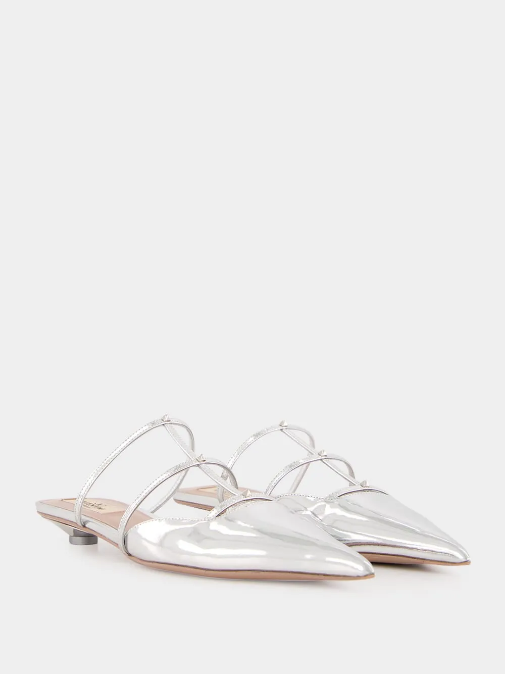 Silver Palladium Mini Rockstud Mules sold by Fashion Clinic product image thumbnail 3