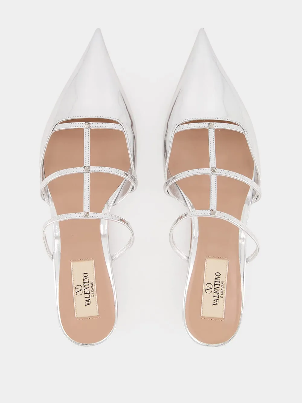 Silver Palladium Mini Rockstud Mules sold by Fashion Clinic product image thumbnail 4