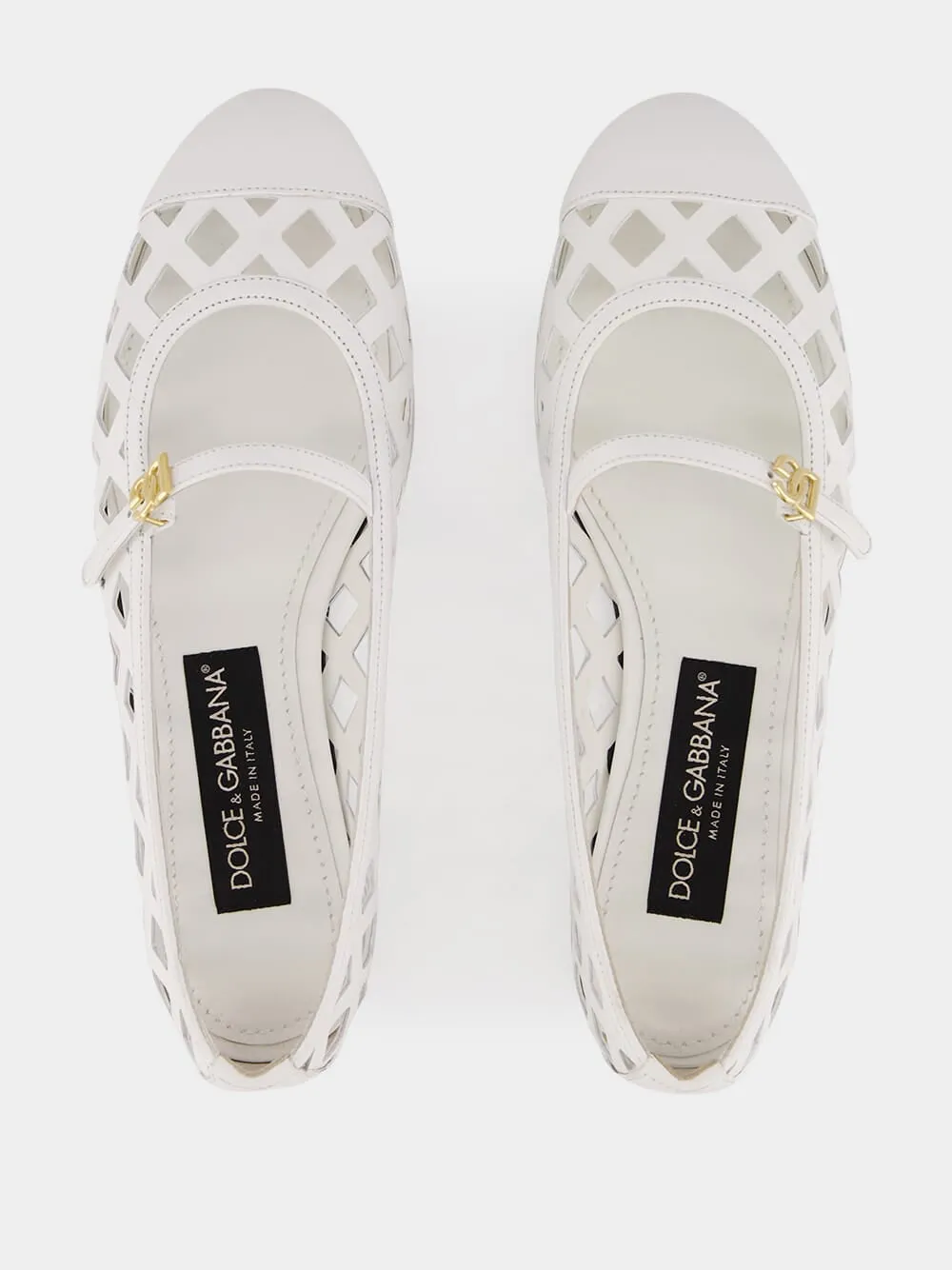 White Odette Openwork Calfskin Ballet Flats sold by Fashion Clinic product image thumbnail 4