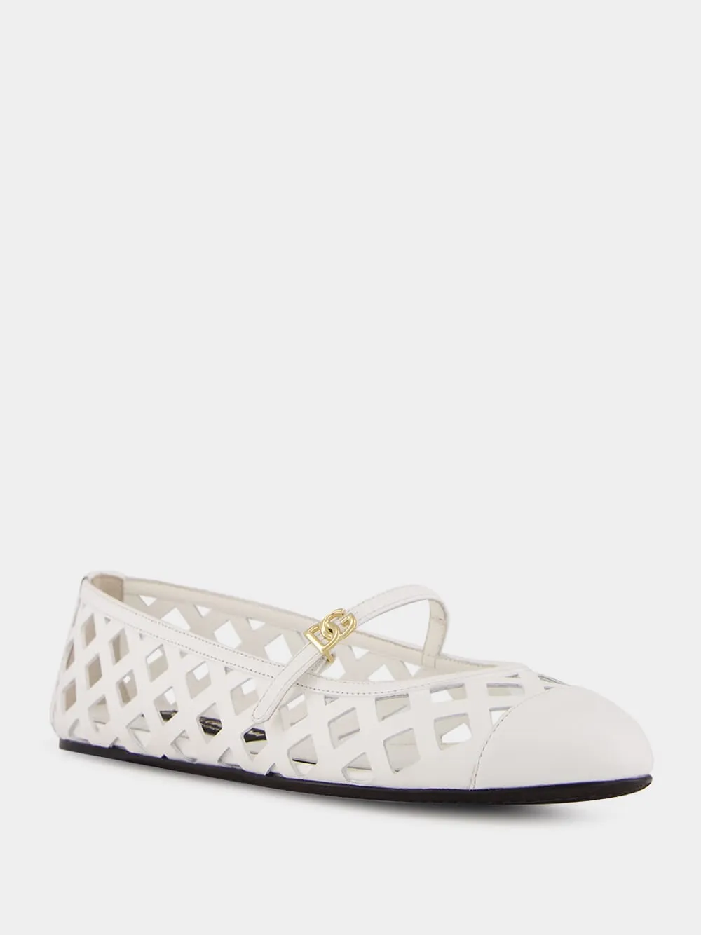 White Odette Openwork Calfskin Ballet Flats sold by Fashion Clinic product image thumbnail 2