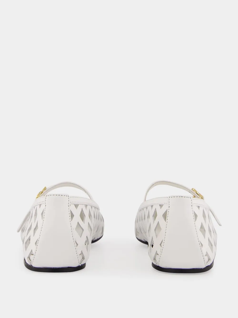 White Odette Openwork Calfskin Ballet Flats sold by Fashion Clinic product image thumbnail 5