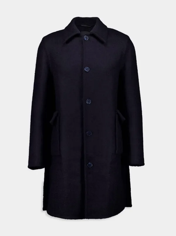 Night Blue Teddy Virgin Wool Short Coat made by Givenchy