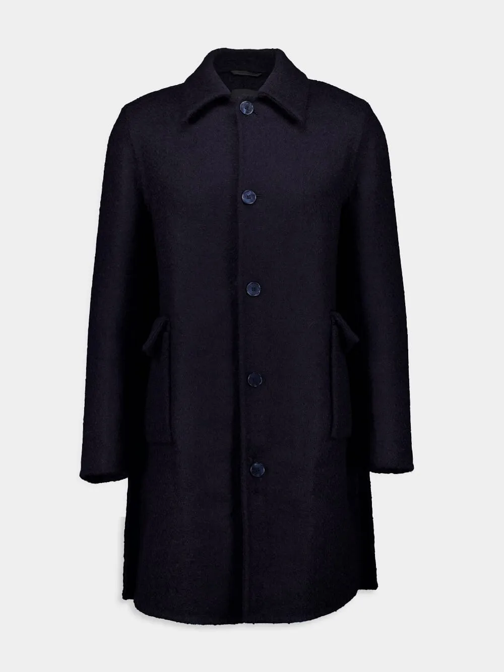 Night Blue Teddy Virgin Wool Short Coat sold by Fashion Clinic