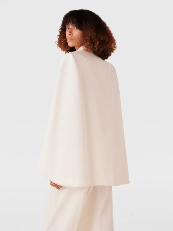 Cream Cape-Sleeve Wool Blazer sold by Fashion Clinic