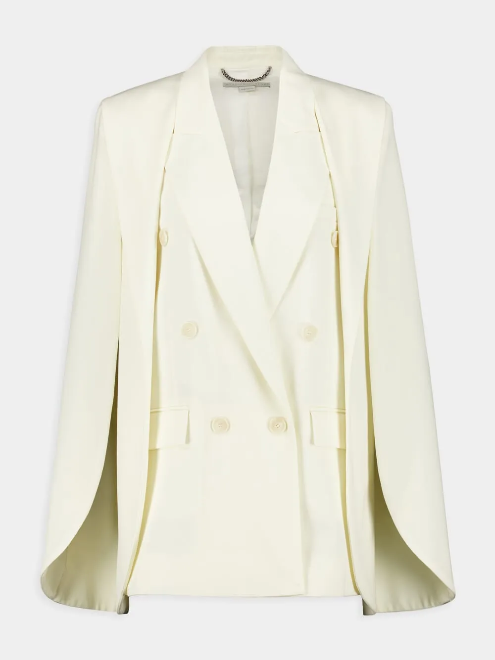Cream Cape-Sleeve Wool Blazer sold by Fashion Clinic product image thumbnail 2