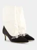Lamik Black and Cream Satin Shoe Booties sold by Fashion Clinic