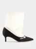 Lamik Black and Cream Satin Shoe Booties sold by Fashion Clinic