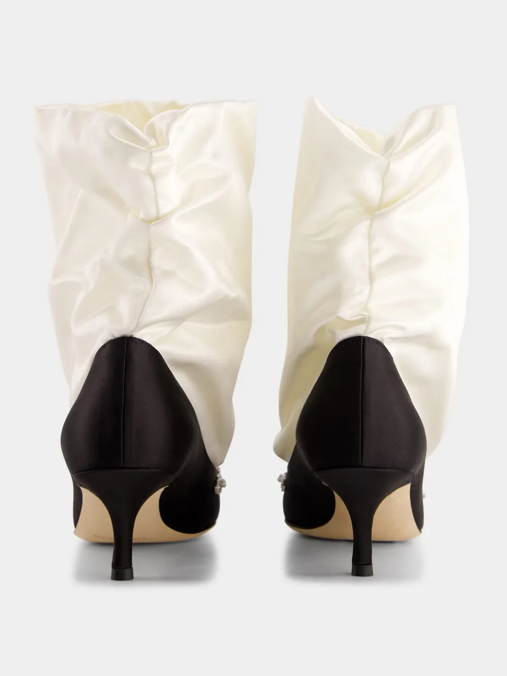 Lamik Black and Cream Satin Shoe Booties sold by Fashion Clinic product image thumbnail 5