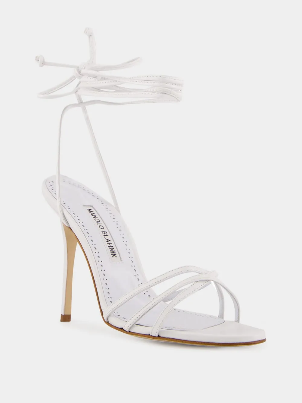 White Ankle-Tie Nappa Leather Sandals sold by Fashion Clinic product image thumbnail 2