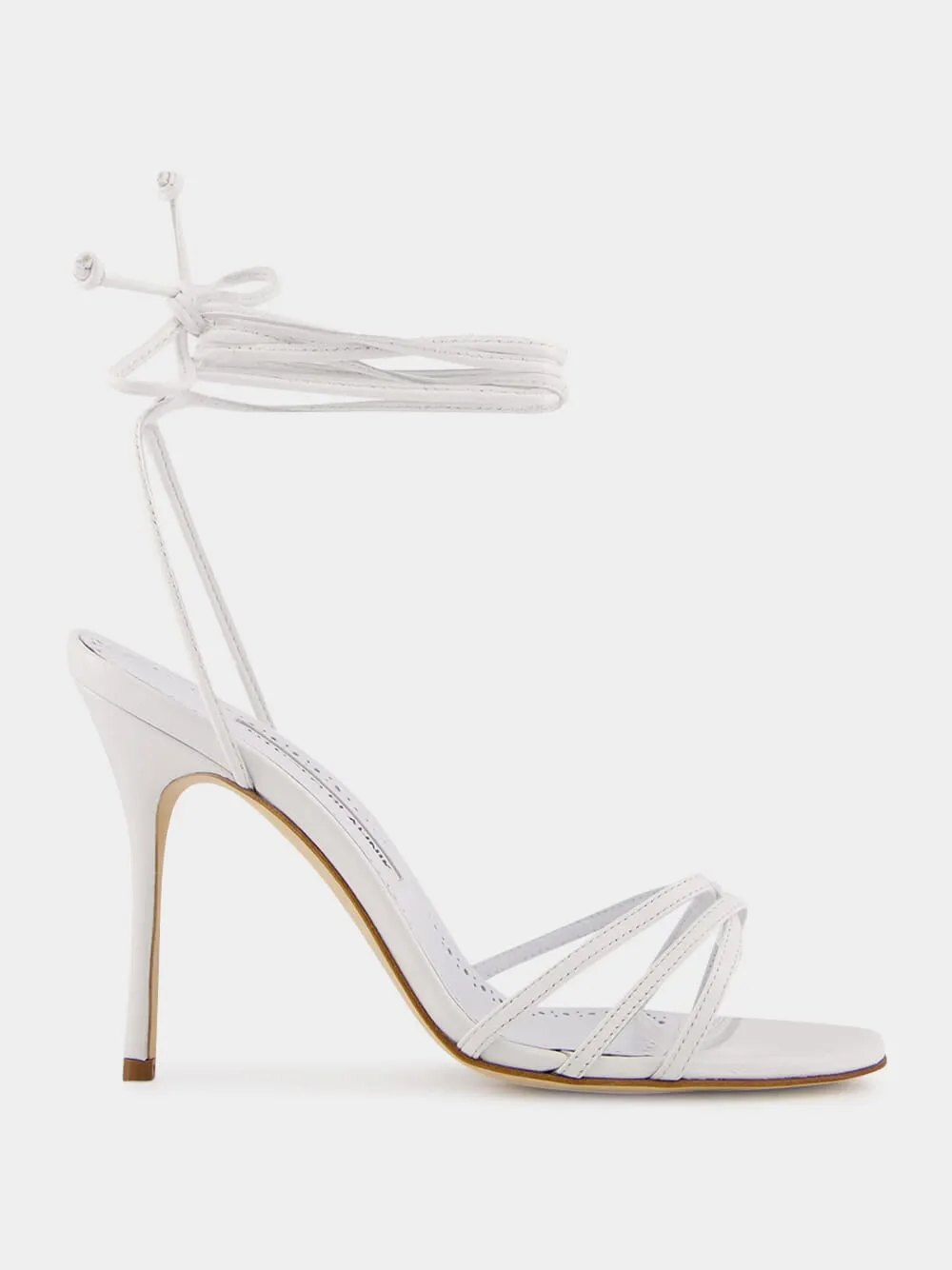 White Ankle-Tie Nappa Leather Sandals sold by Fashion Clinic