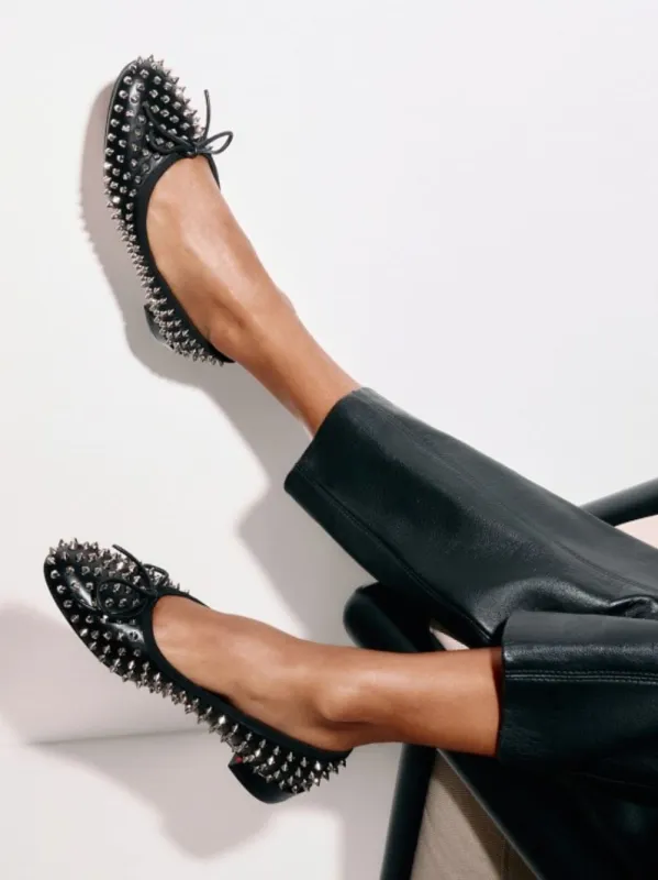 Black Sweetie Jane Spikes Nappa Leather Ballerinas sold by Fashion Clinic