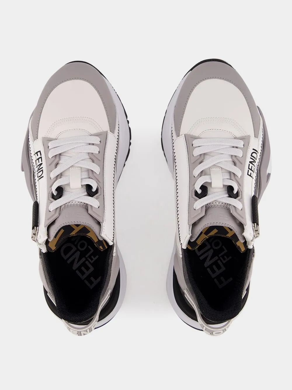 Flow Grey Leather Low-Top Sneakers sold by Fashion Clinic product image thumbnail 4